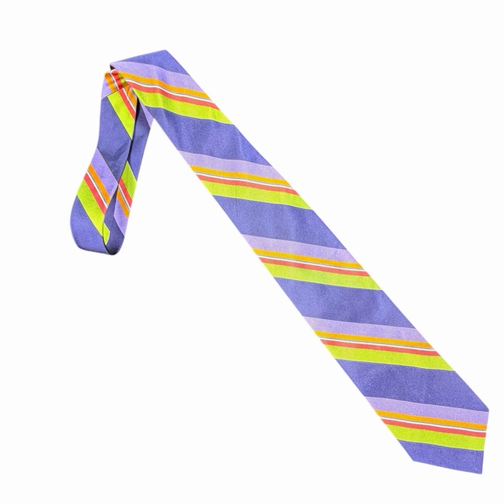 Talbots Mens Necktie 100% Silk Colorful‎ Fun Stripes